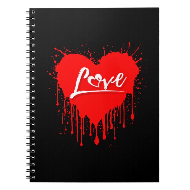 LOVE RED HEART MELTING VALENTINES DAY NOTEBOOK (Front)