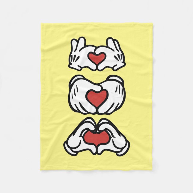 Love Red Heart Mouse Hands Fleece Blanket (Front)