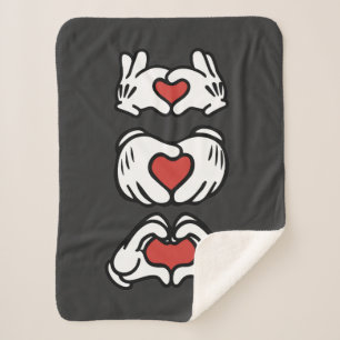 Love Red Heart Mouse Hands Sherpa Blanket