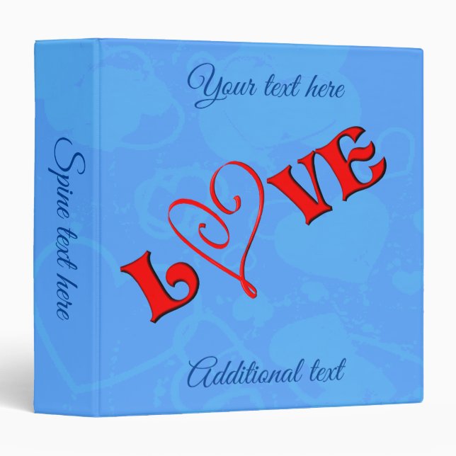 Love Red Heart Personalized Binder (Front/Spine)
