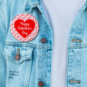 Love Red Heart Pink & Red Valentine Heart Pattern 3 Inch Round Button