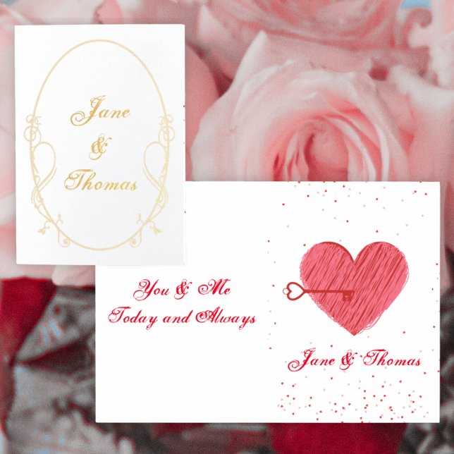 Love Red Heart Romantic Vintage Valentines Day Foil Card (Creator Uploaded)