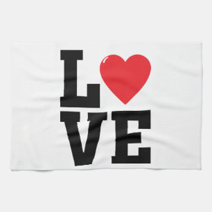 Love Red Heart Valentine's Day Kitchen Towel