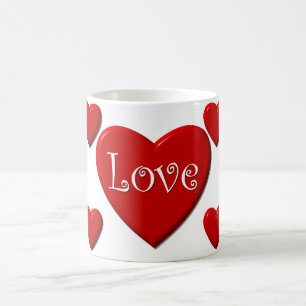Love Red Heart White Coffee Mug