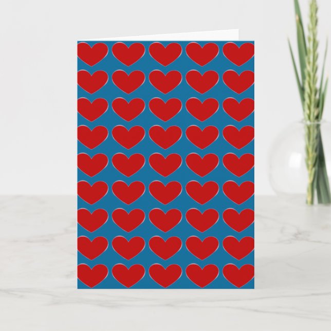 Love Red Hearts Blue Pop Art Greeting Cartes (Devant)