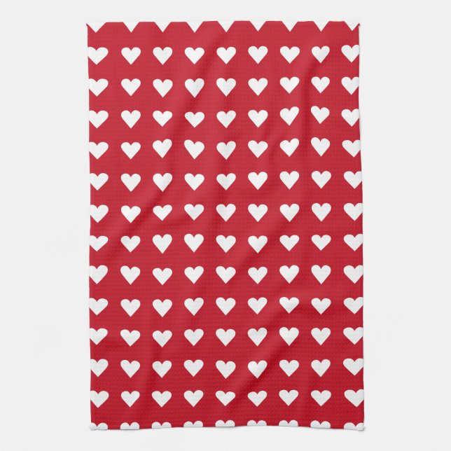 Love Red Hearts Pattern Valentine Kitchen Towel (Vertical)