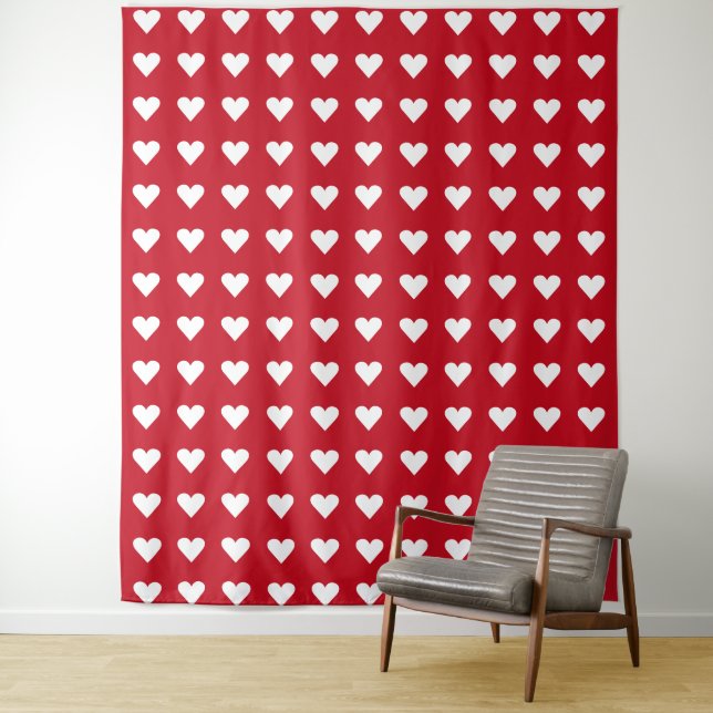 Love Red Hearts Pattern Valentine Tapestry (In Situ)