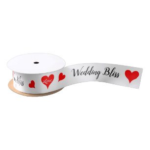 Love Red Hearts Sweet Wedding Bliss 1.5 INCH Satin Ribbon