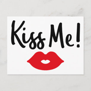 Love Red Lipstick Kiss Love Wedding Engagement Postcard