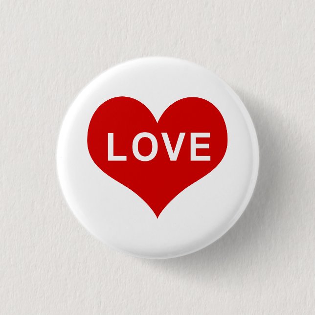 LOVE Red Love Heart 1 Inch Round Button (Front)