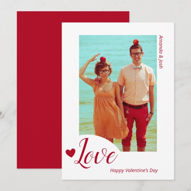 Love Red Minimalist Photo Valentine’s Day Holiday Card (Front/Back)