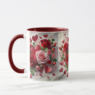 Love Red Roses et Coeurs Valentine's Day Mug