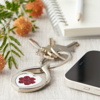 Love. Red roses from the garden. Keychain