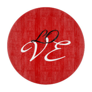 Love Red White Black Colour Calligraphy Script Cutting Board