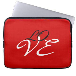 Love Red White Black Colour Calligraphy Script Laptop Sleeve