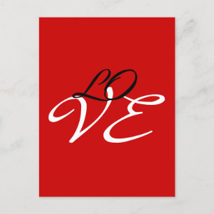 Love Red White Black Colour Calligraphy Script Postcard