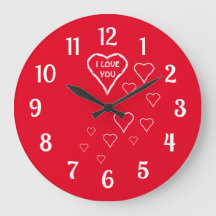 Love Red with White Hearts Wall Clock