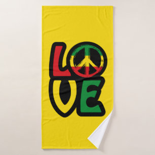 Love reggae music peace symbol bath towel