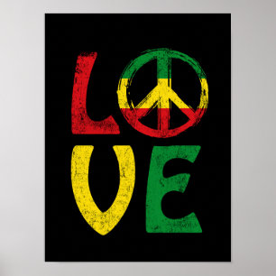 Love reggae music peace symbol reggae Poster