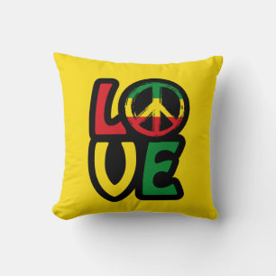 Love reggae music peace symbol reggae throw pillow