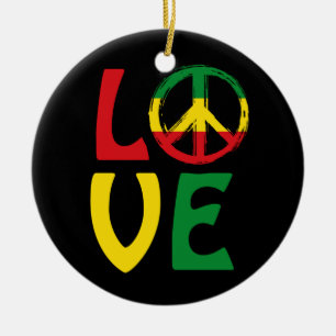 LOVE Reggae with peace symbol Ceramic Ornament