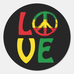 LOVE Reggae with peace symbol Classic Round Sticker