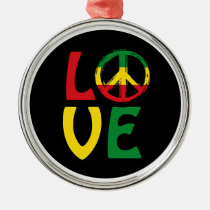 LOVE Reggae with peace symbol Metal Ornament