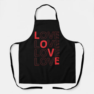 Love Repeated Text Valentine's Day I Love You Apron