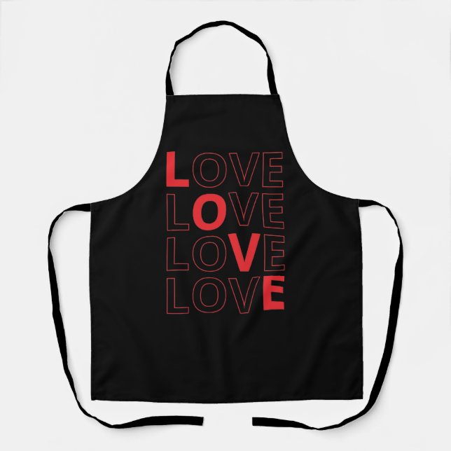 Love Repeated Text Valentine's Day I Love You Apron (Front)