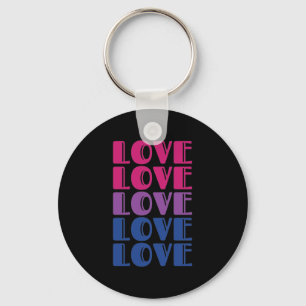 Love Repeating Text LGBTQ Bisexual Pride Keychain