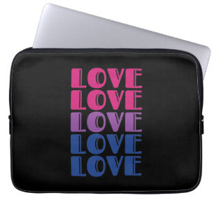Love Repeating Text LGBTQ Bisexual Pride Laptop Sleeve