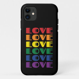 Love Repeating Text LGBTQ Gay Pride iPhone 11 Case