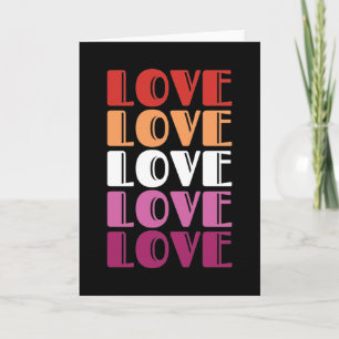 Love Repeating Text LGBTQ Lesbian Pride Card