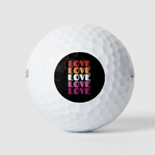 Love Repeating Text LGBTQ Lesbian Pride Golf Balls