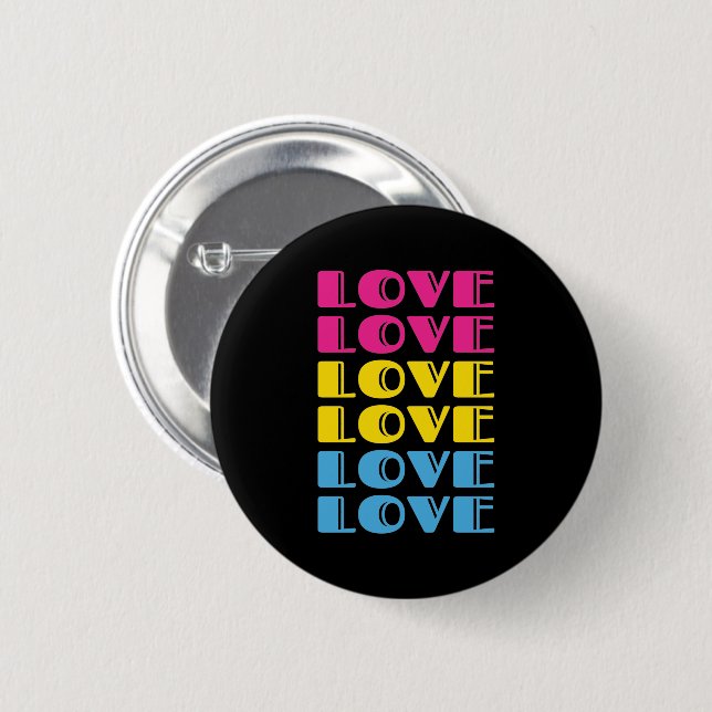 Love Repeating Text LGBTQ Pansexual Pride 2 Inch Round Button (Front & Back)
