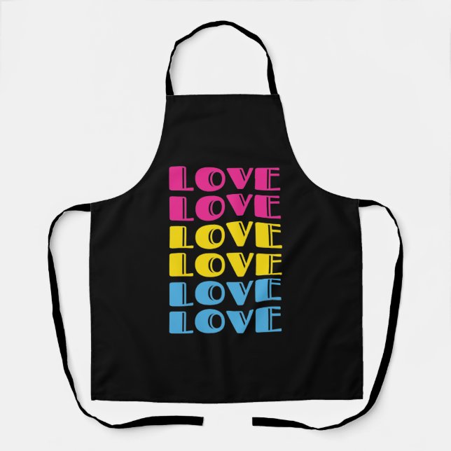 Love Repeating Text LGBTQ Pansexual Pride Apron (Front)