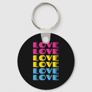 Love Repeating Text LGBTQ Pansexual Pride Keychain
