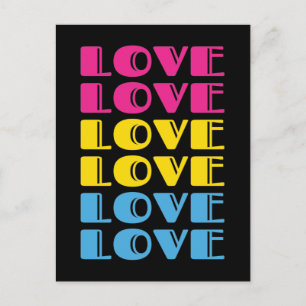 Love Repeating Text LGBTQ Pansexual Pride Postcard