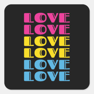 Love Repeating Text LGBTQ Pansexual Pride Square Sticker