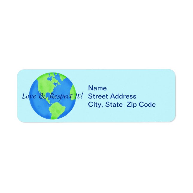 Love Respect Earth Globe Return Address Label (Front)