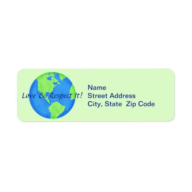 Love Respect Earth Globe Return Address Label (Front)