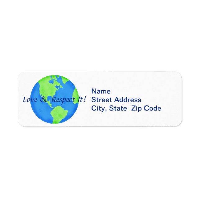 Love Respect Earth Globe Return Address Label (Front)