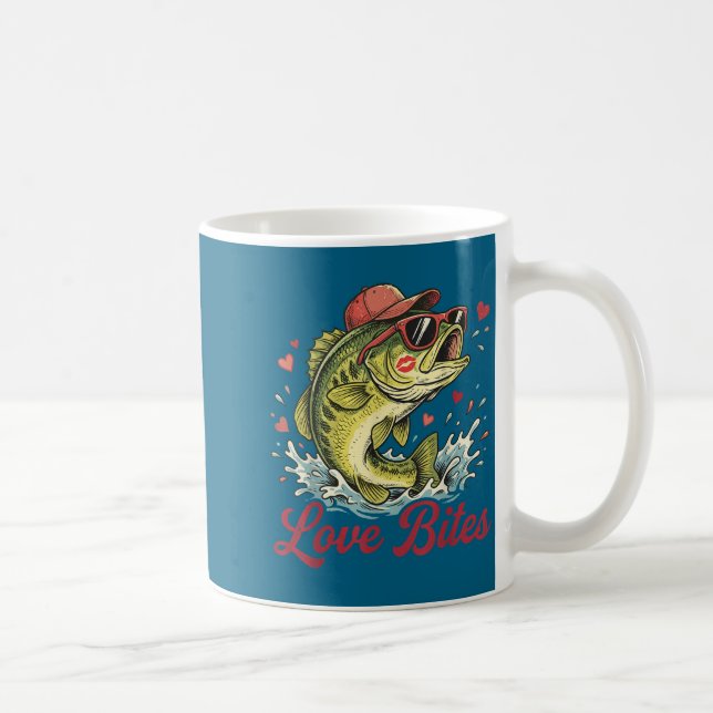 Love Retro Bites Fishing Fisherman Valentines Day  Coffee Mug (Right)