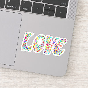 LOVE Retro Coeurs multicolores Sticker Coupe perso