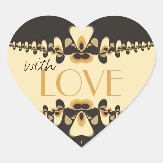 Love Retro Deco flame Heart Sticker (Front)