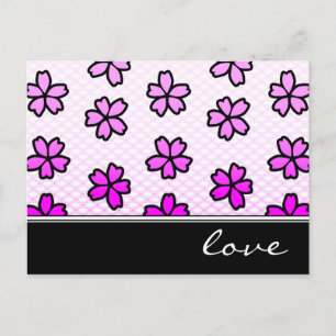 love : retro floral : postcard