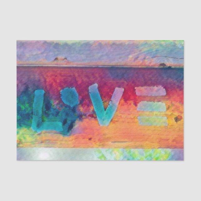 Love Retro Hippie Blue Red Orange Bohemian Country Tissue Paper (Front)