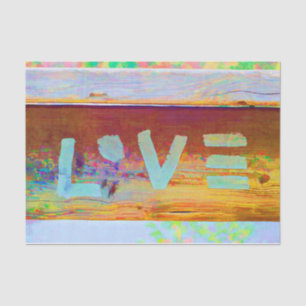 Love Retro Hippy Brown Green Bohemian Country Art Tissue Paper