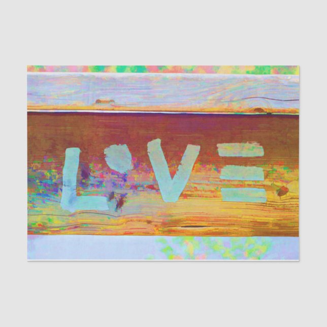 Love Retro Hippy Brown Green Bohemian Country Art Tissue Paper (Front)