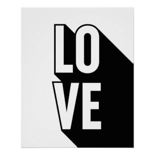 Love Retro Long Shadow Typography Poster